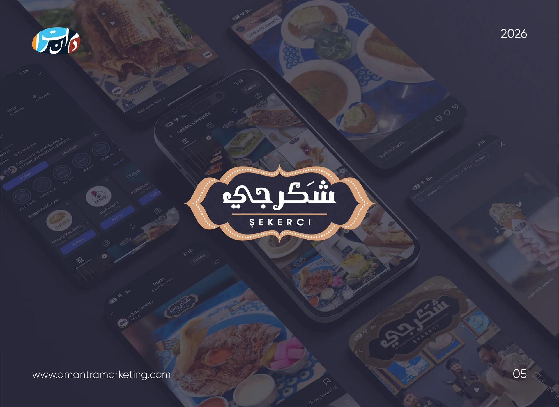Shakarji (Sekerci) logo over Instagram screens